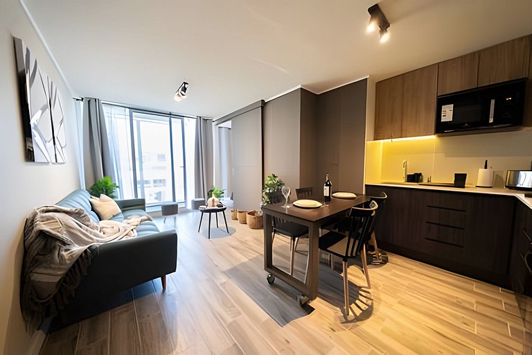 Depto en Ñuñoa con salón gourmet y cowork Irarrázaval