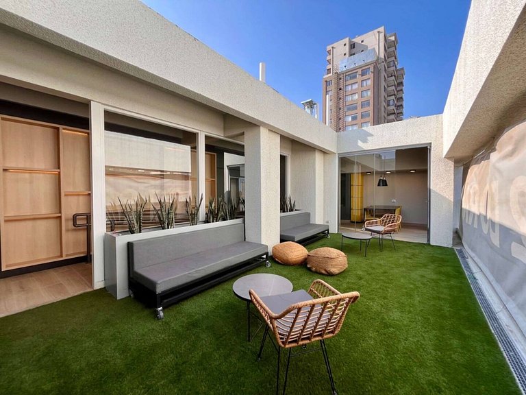 Depto en Ñuñoa con salón gourmet y cowork Irarrázaval