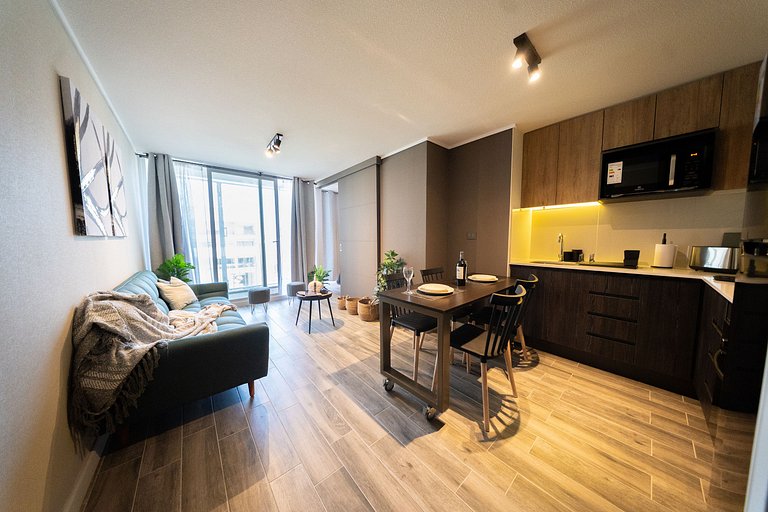Depto en Ñuñoa con salón gourmet y cowork Irarrázaval