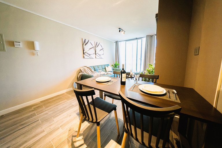 Depto en Ñuñoa con salón gourmet y cowork Irarrázaval