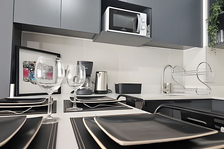 Apartamento no centro de Santiago com piscina e lavanderia R