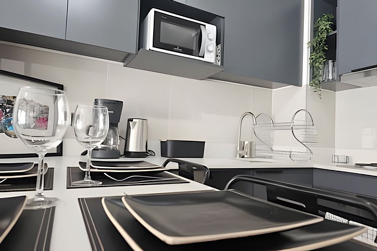 Apartamento no centro de Santiago com piscina e lavanderia R