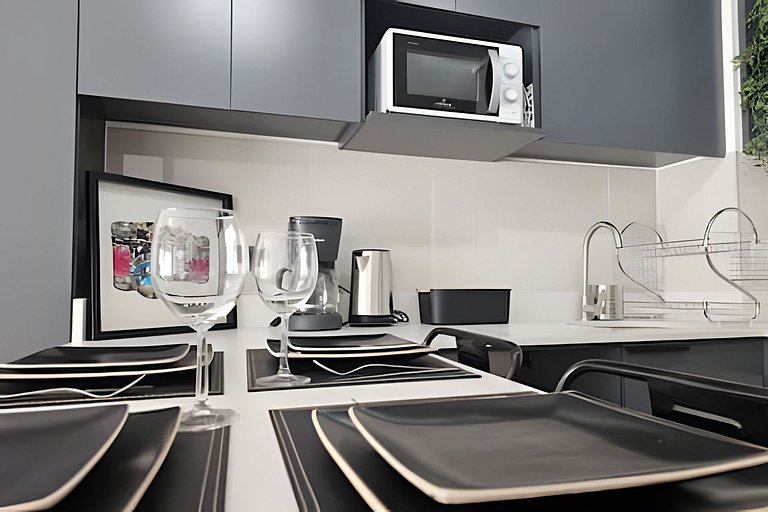 Apartamento no centro de Santiago com piscina e lavanderia R